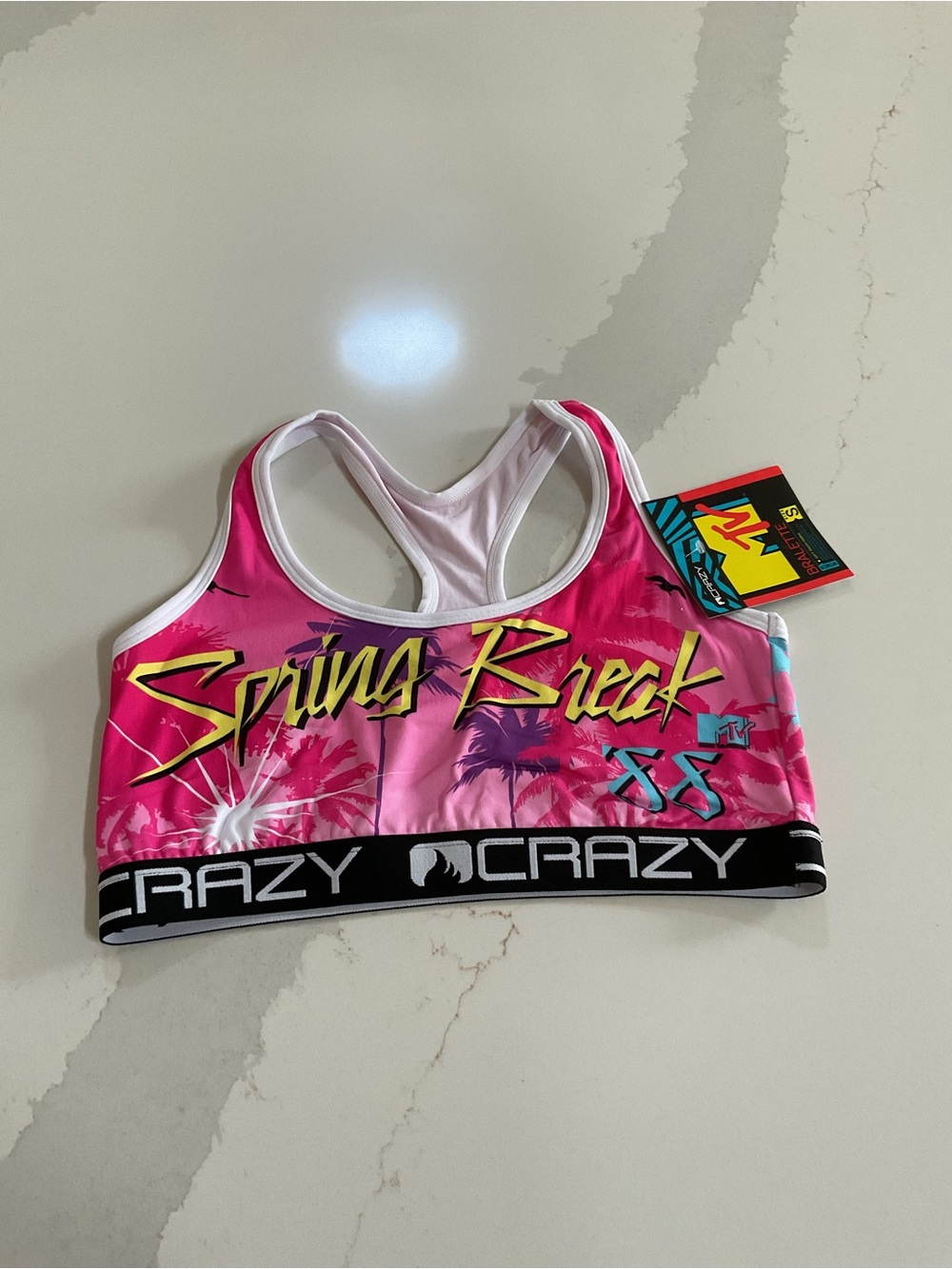 NWT Crazy Boxer MTV  "Spring Break" Racerback Sports Bikini Top